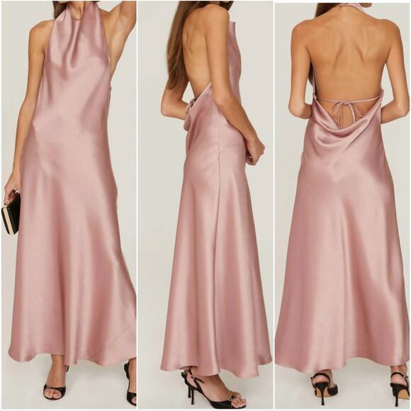 VINCE Open-back recycled-satin maxi dress NWOT Size Medium - Picture 1 of 13